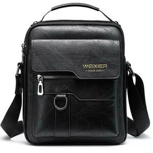 NWT WEIXIER Vintage Black Shoulder Spacious Multi-Pocket Office Travel Men’s Bag